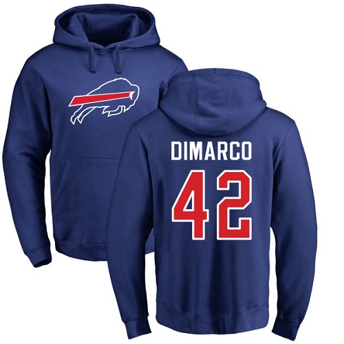 Men NFL Buffalo Bills 42 Patrick DiMarco Royal Blue Name and Number Logo Pullover Hoodie Sweatshirt